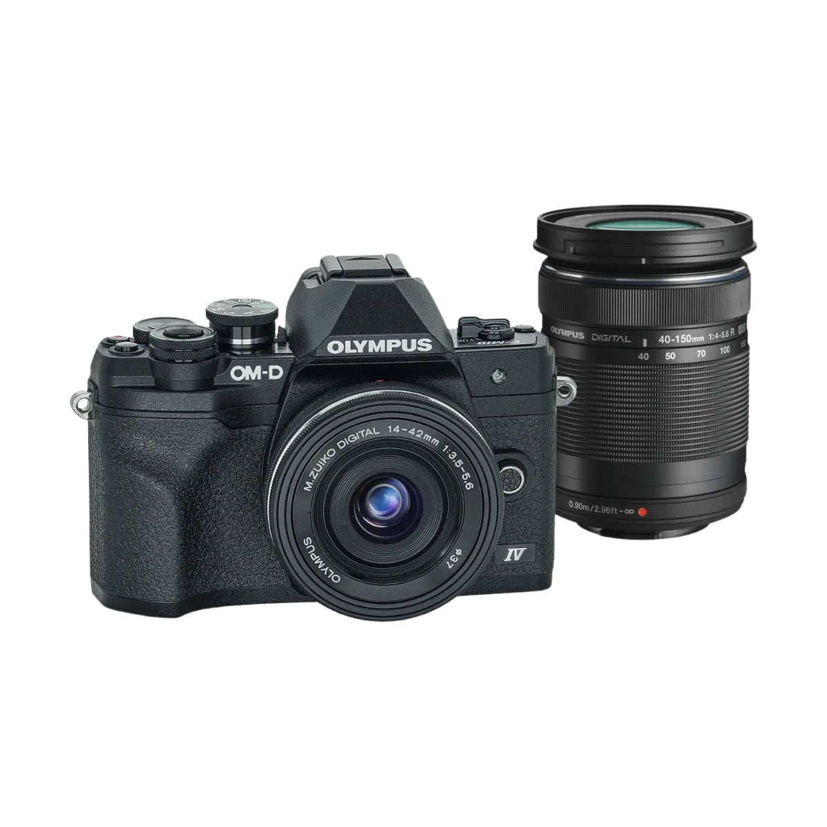 Olympus E-M10 Mark IV Mirrorless Camera with 14-42mm F3.5-5.6 EZ Lens and 40-150mm F4-5.6 R Lens - Black